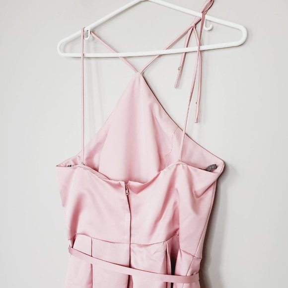 GATHER & GOWN Pink Satin Bridesmaid Formal A-Line Dress - Picture 6 of 15